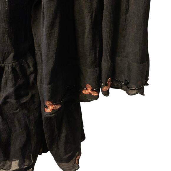 Free People beaded PANAMA CITY MINI DRESS black sz small - Picture 9 of 16